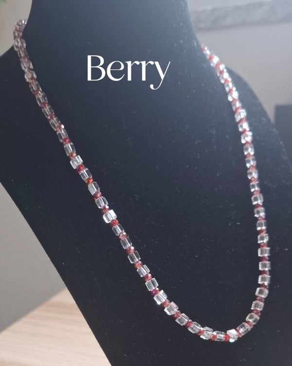 Berry – Delicate Wine Red Glass Bead Necklace, Handmade · Crystal Harmony Collection