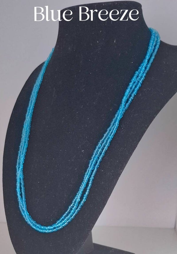 Blue Breeze – Delicate Blue Glass Bead Necklace