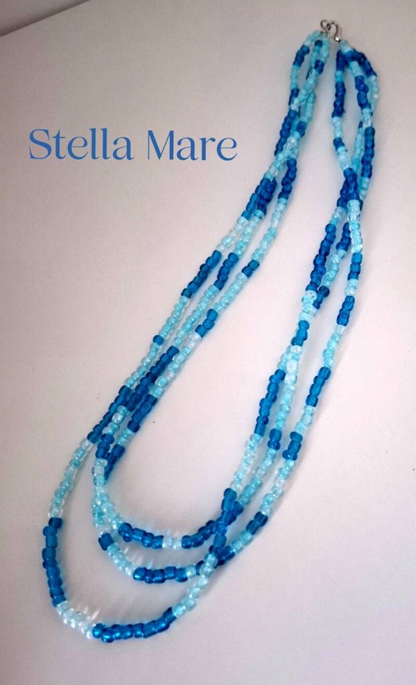 Stella Mare – Handmade Sea-Colored Glass Bead Necklace, 50 cm