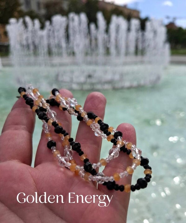 Golden Energy – Triple Layer Anklet with Citrine and Glass Beads