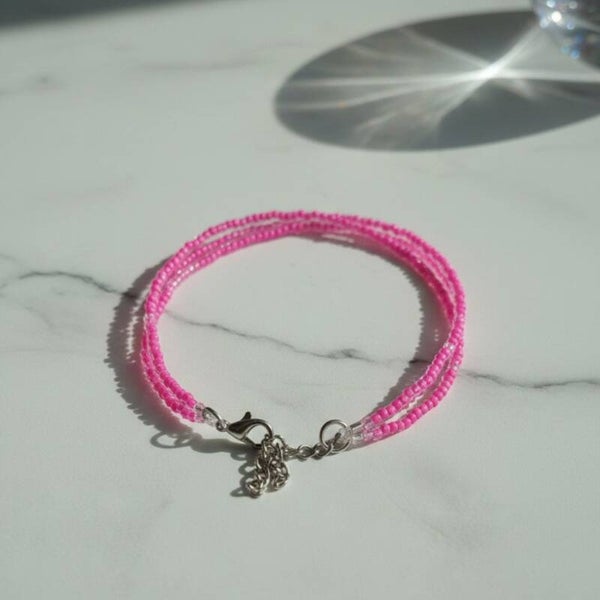 Delicate Pink Glass Bead Bracelet – Rosalie