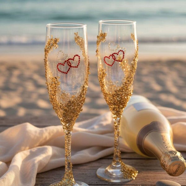 Heart of Gold – Romantic Wedding Toast Glasses