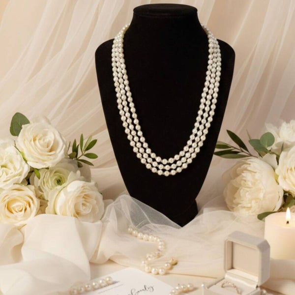 Champagne Pearl Necklace – Elegant Glass Wax Pearl Jewelry | Pearl Embrace
