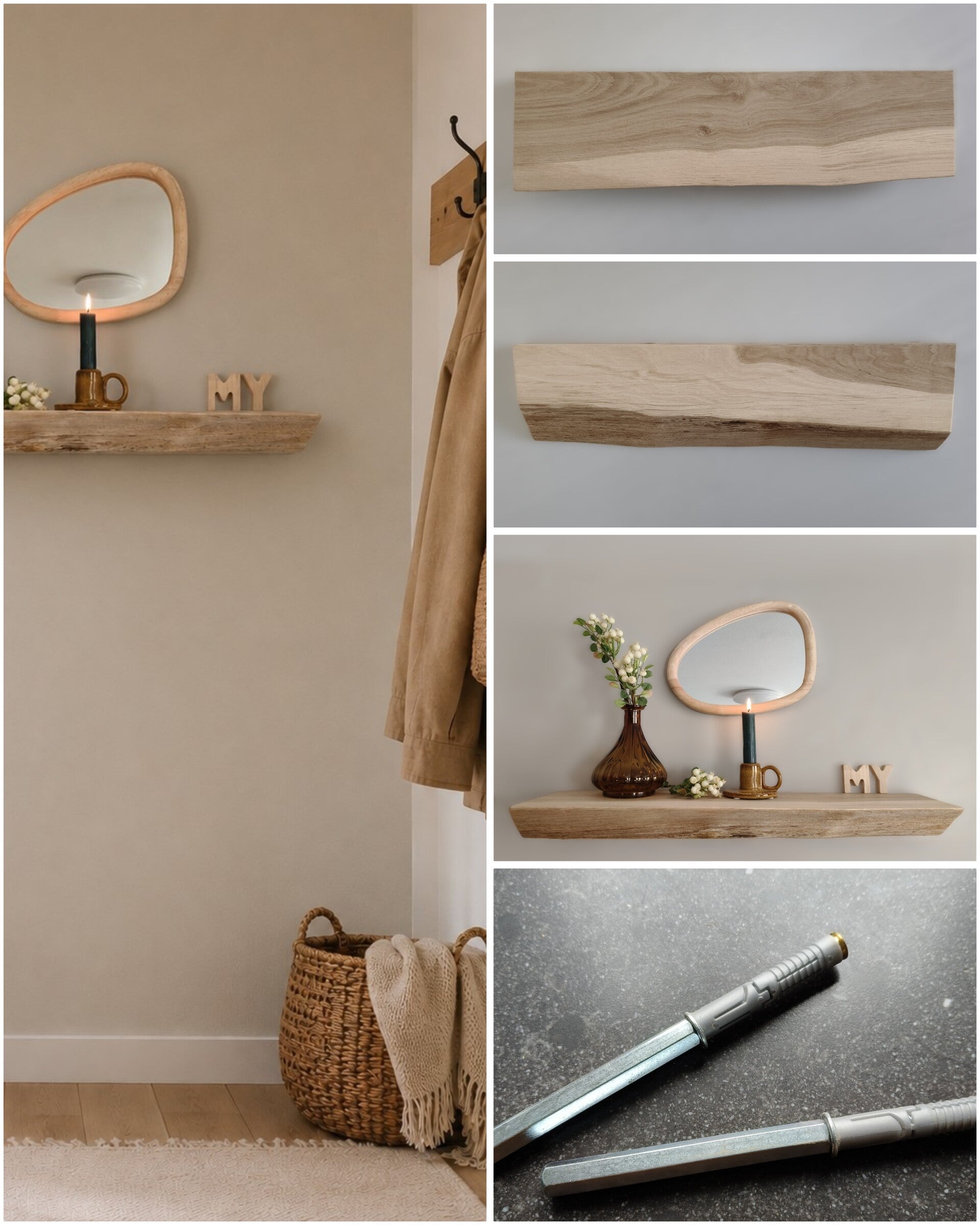 Wandplank EIKEN zwevend incl. montagepennen 62cm #157