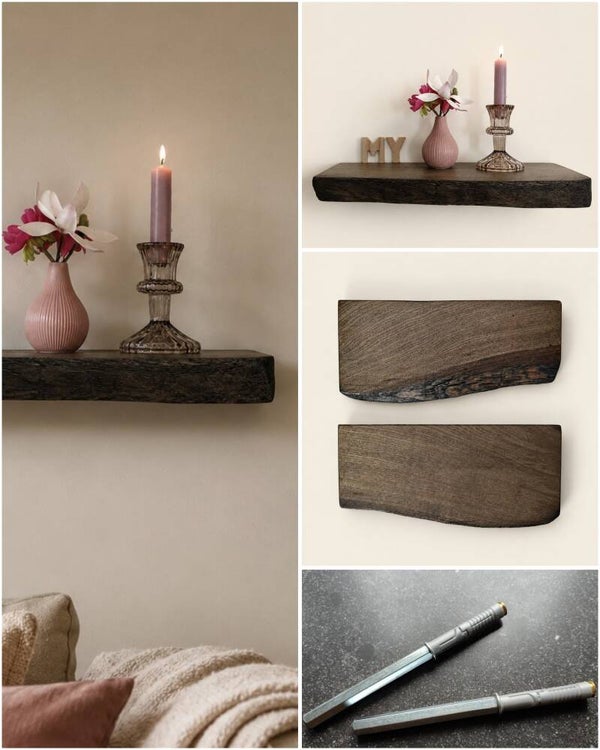 Wandplank EIKEN zwevend incl. montagepennen 43,5cm #213B