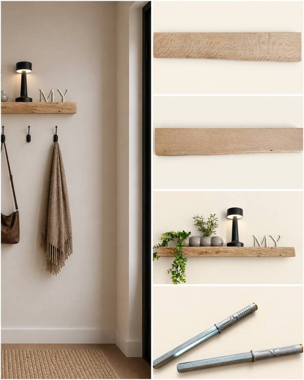 Wandplank EIKEN zwevend incl. montagepennen 66,5cm #216