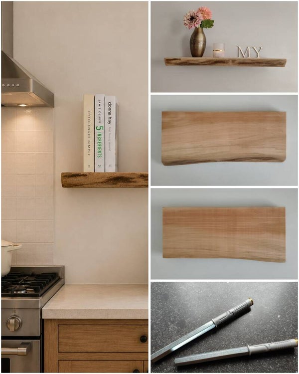 Wandplank KERSENHOUT zwevend incl. montagepennen 58cm #219