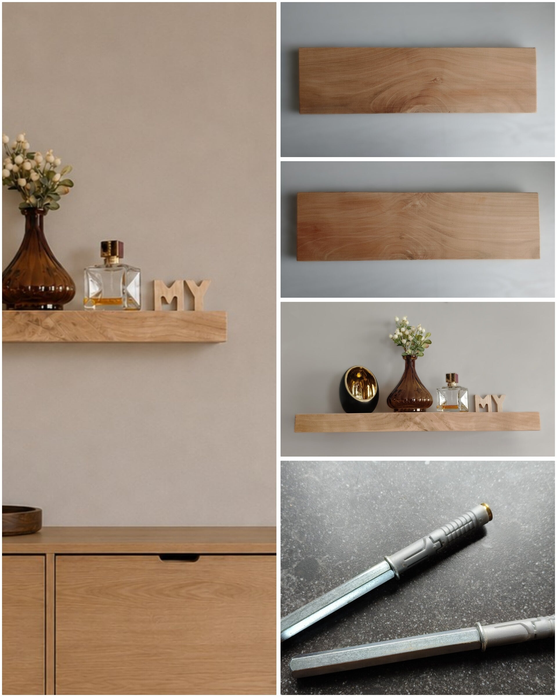 Wandplank KERSEN zwevend incl. montagepennen 53cm #220