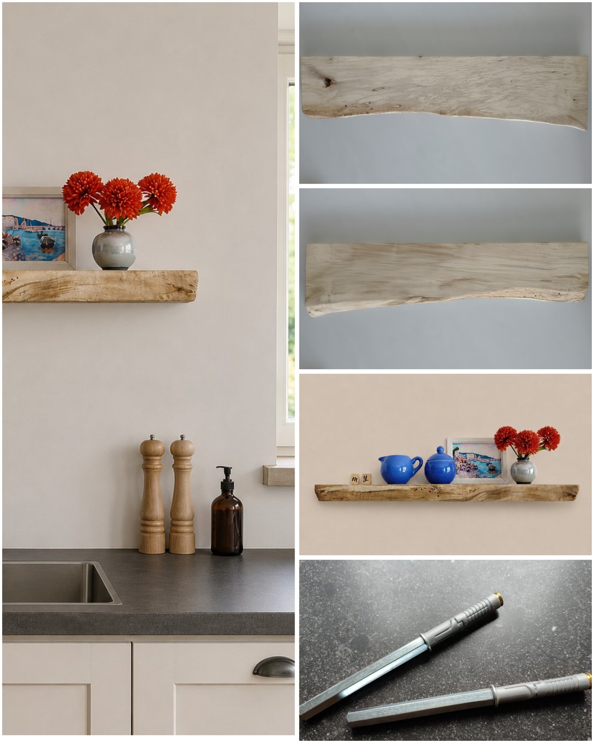 Wandplank KASTANJE zwevend incl. montagepennen 75,5cm #226