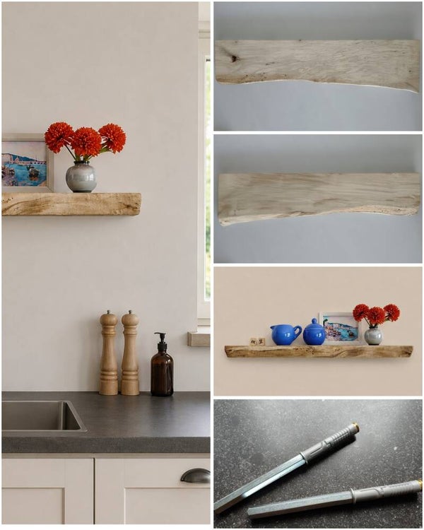 Wandplank KASTANJE zwevend incl. montagepennen 75,5cm #226