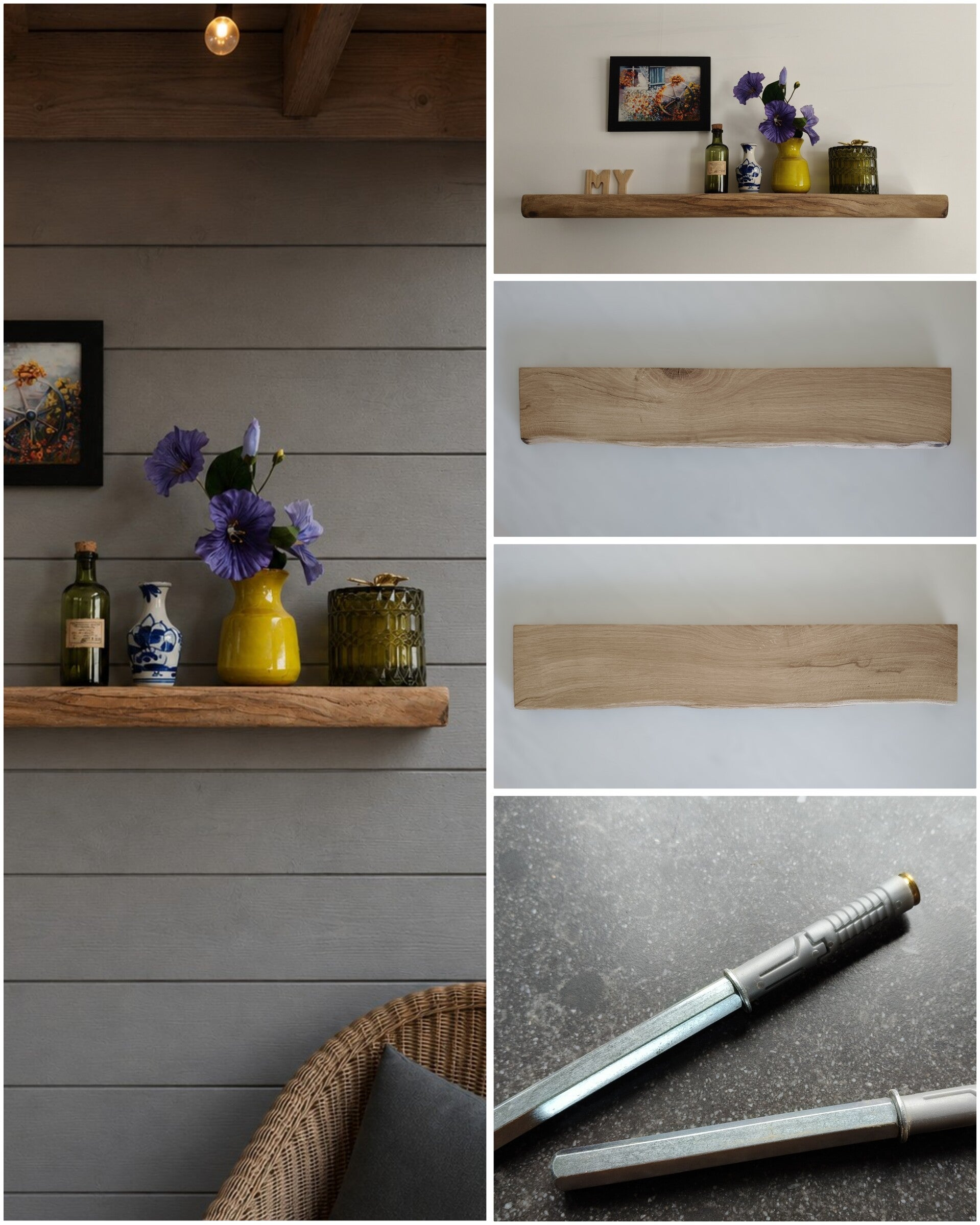Wandplank EIKEN zwevend incl. montagepennen 72cm #229