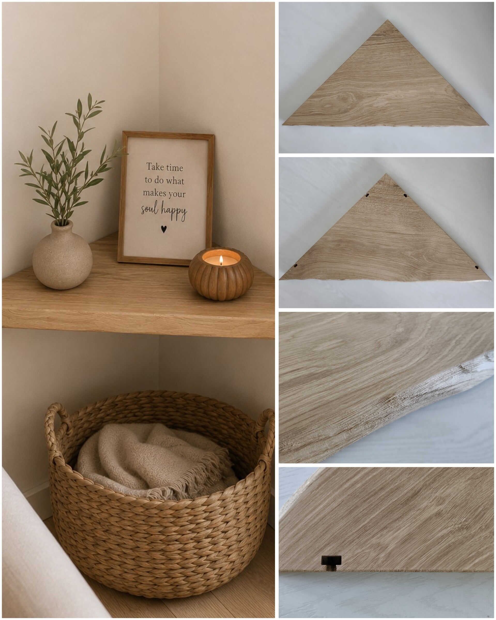 Wandplank EIKEN HOEK zwevend 53,5cm #230