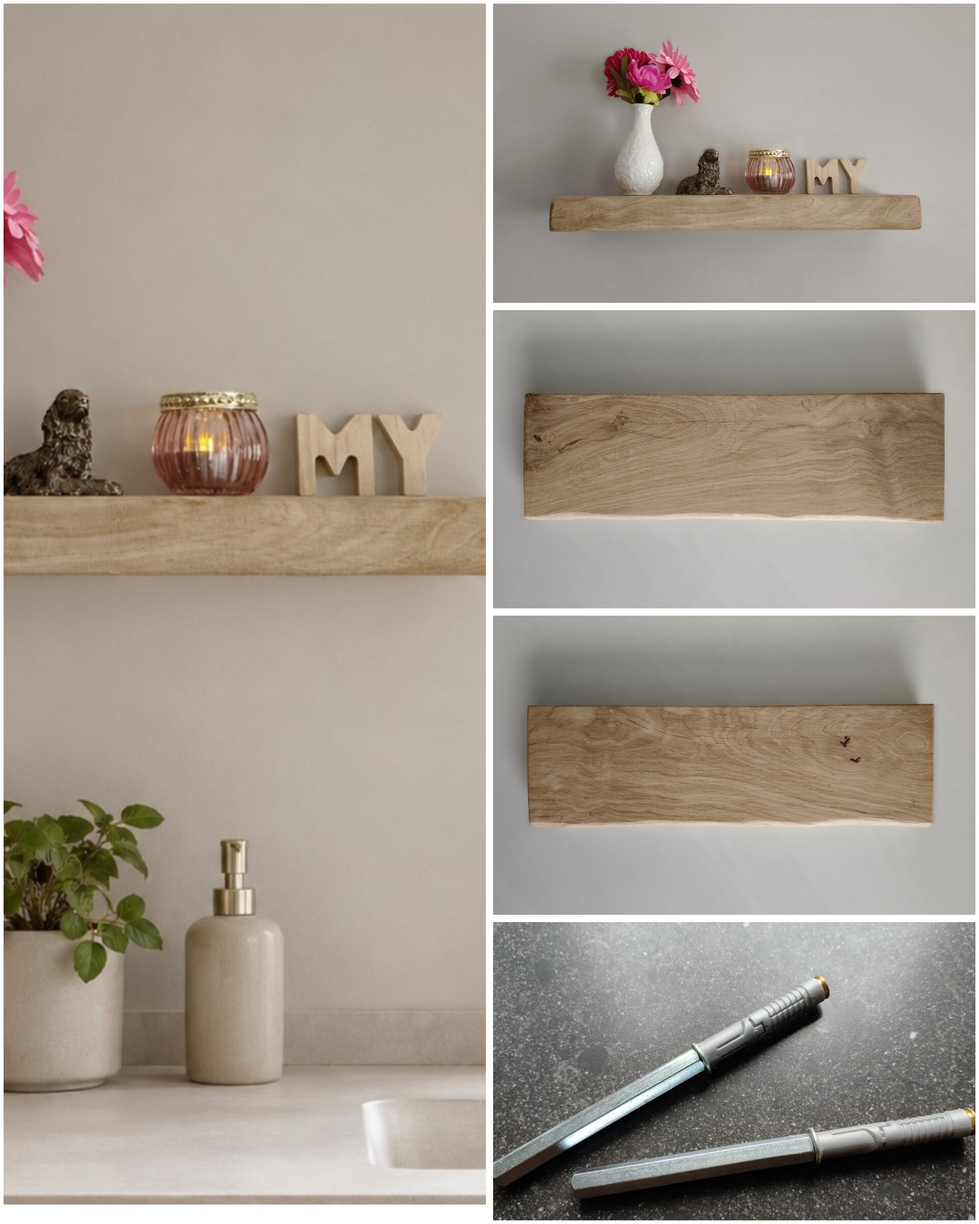 Wandplank EIKEN zwevend incl. montagepennen 42cm #232