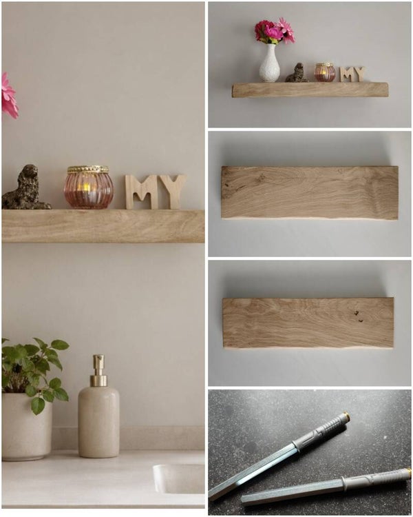 Wandplank EIKEN zwevend incl. montagepennen 42cm #232
