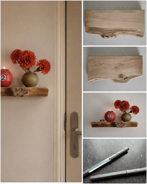 Wandplank EIKEN zwevend incl. montagepennen 32cm #234