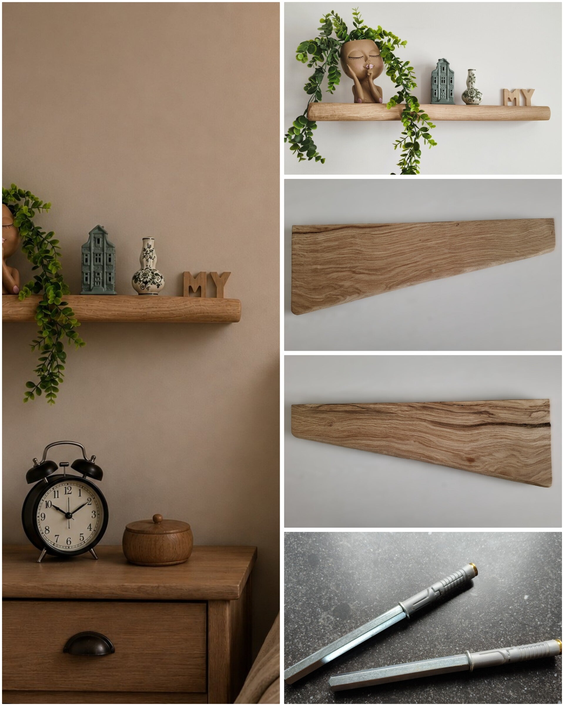 Wandplank EIKEN zwevend incl. montagepennen 58,5cm #246