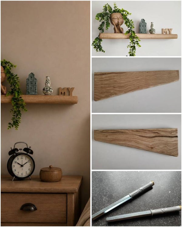 Wandplank EIKEN zwevend incl. montagepennen 58,5cm #246