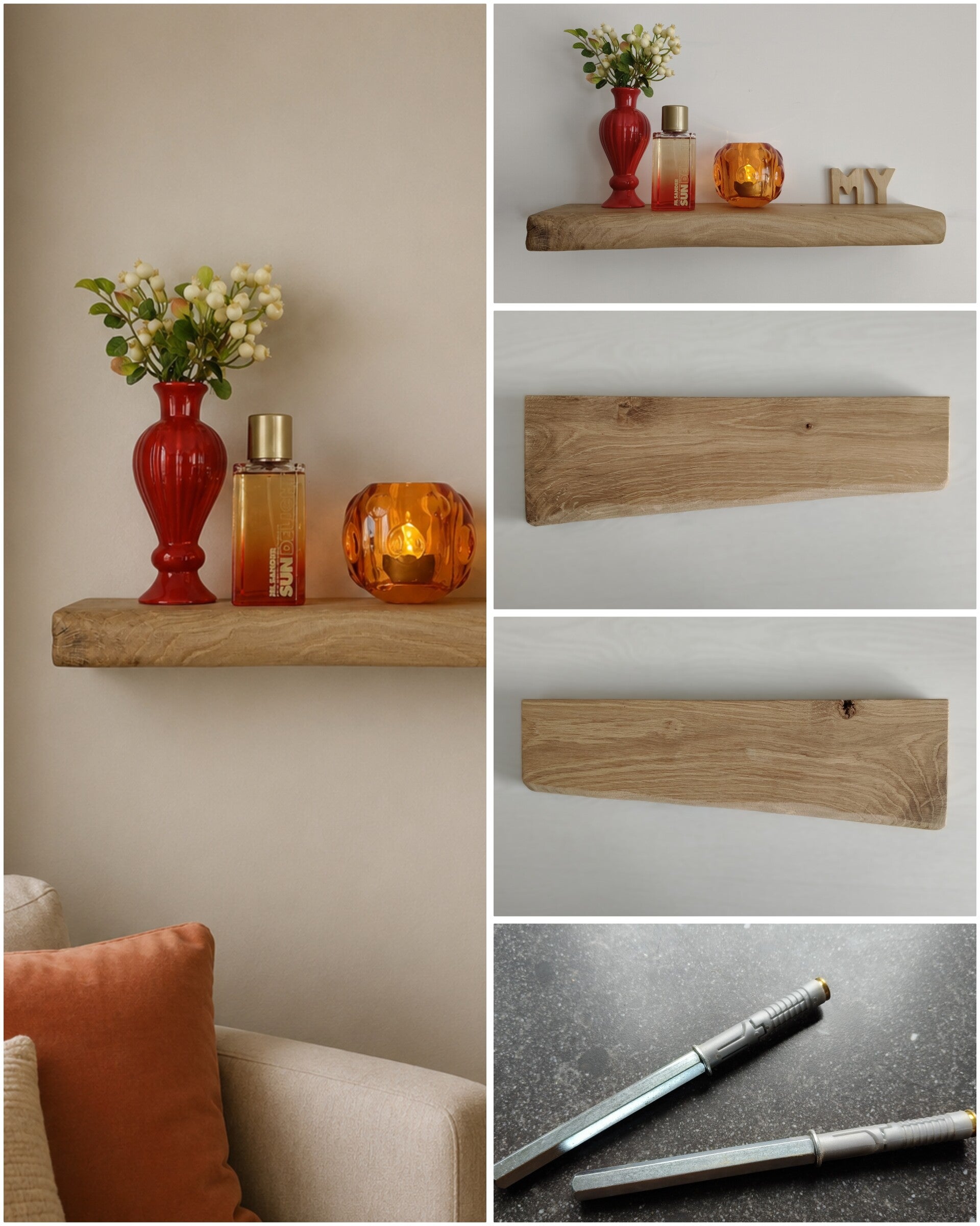 Wandplank EIKEN zwevend incl. montagepennen 49,5cm #252