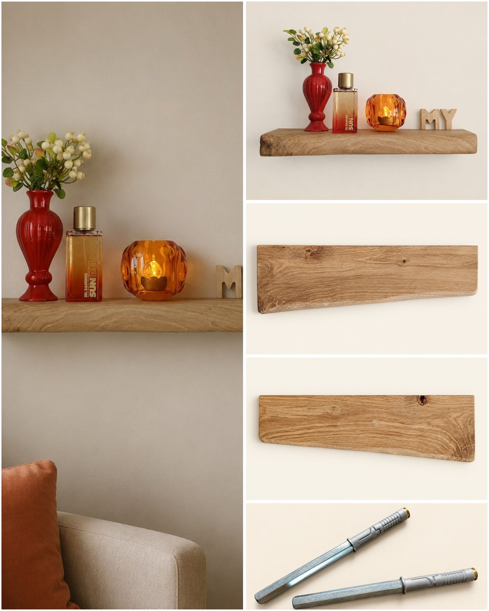 Wandplank EIKEN zwevend incl. montagepennen 49,5cm #252