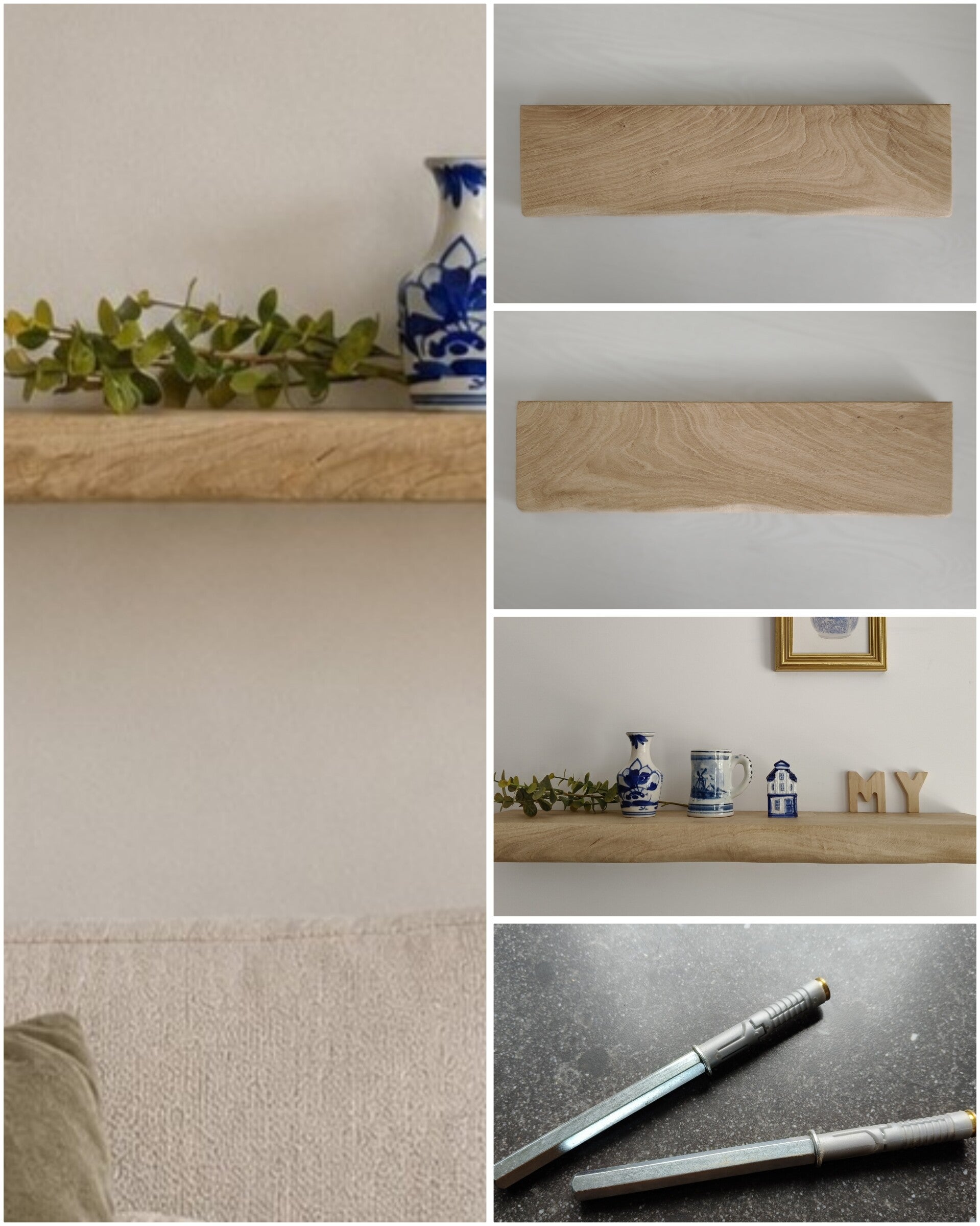 Wandplank EIKEN zwevend incl. montagepennen 56,5cm #254