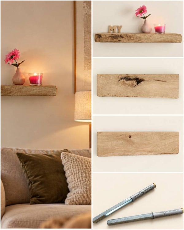 Wandplank EIKEN zwevend incl. montagepennen 46,5cm #272
