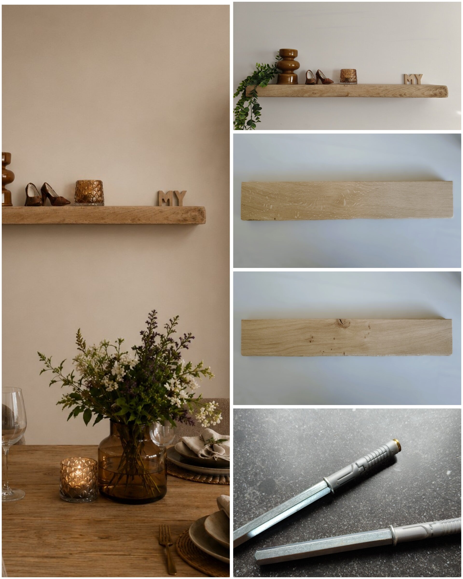 Wandplank EIKEN zwevend incl. montagepennen 81cm #274