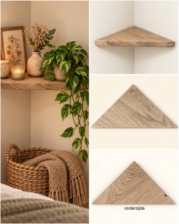 Wandplank EIKEN hoekplank zwevend #276