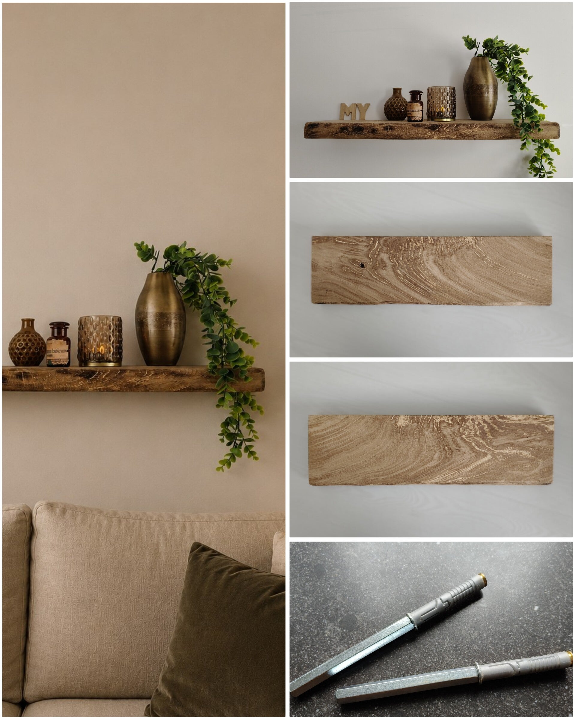 Wandplank EIKEN zwevend incl. montagepennen 59,5cm #277