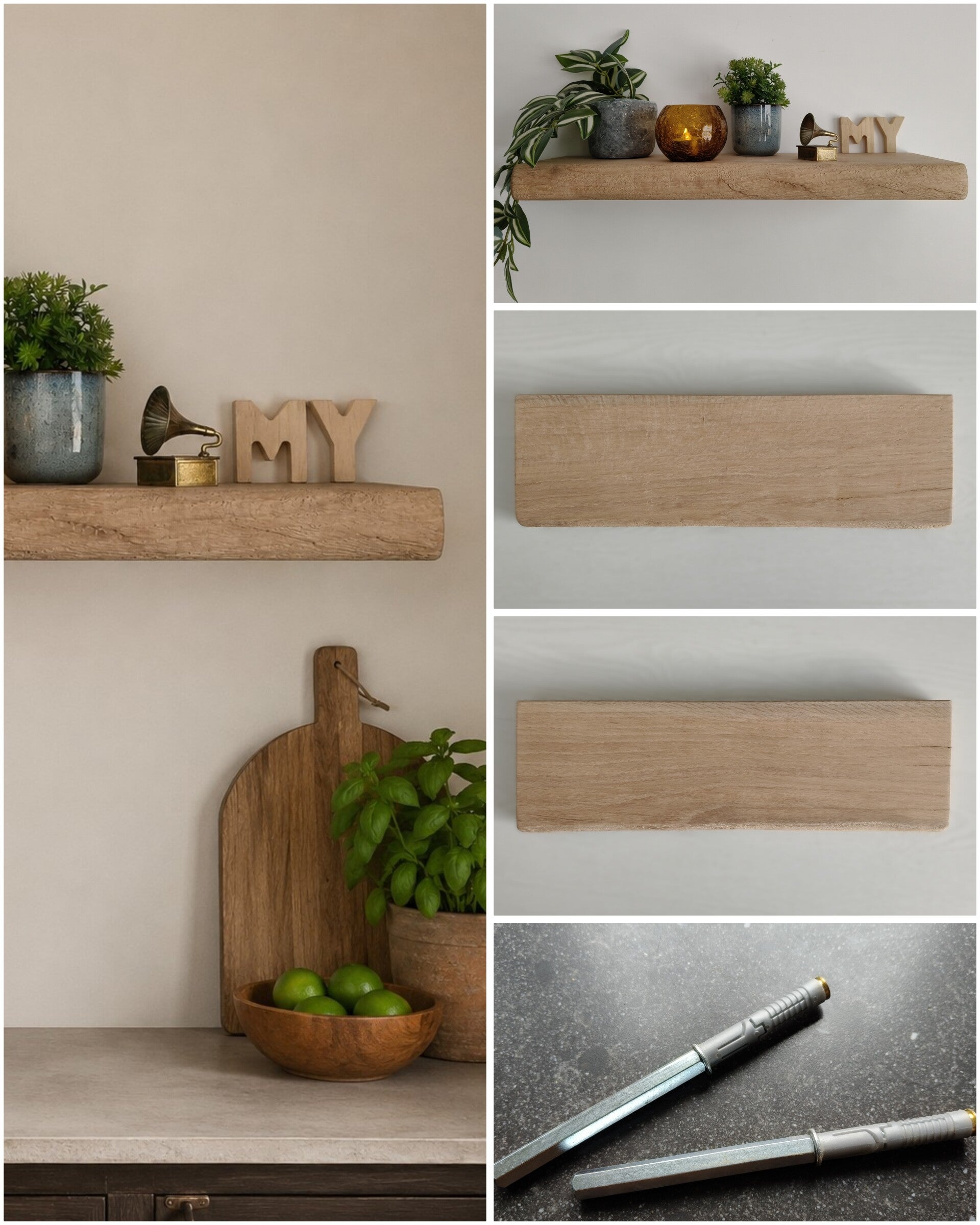 Wandplank EIKEN zwevend incl. montagepennen 48cm #278