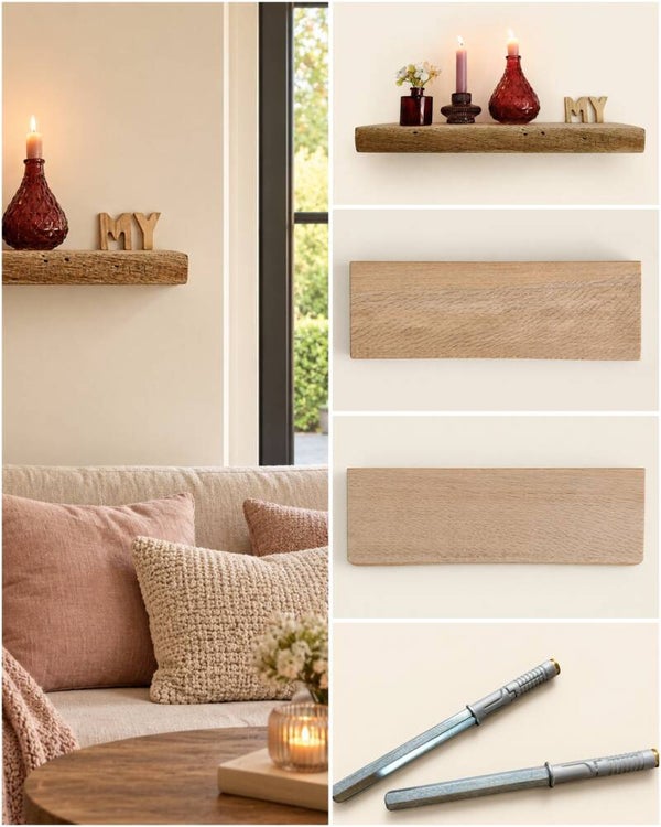 Wandplank EIKEN zwevend incl. montagepennen 47cm #280