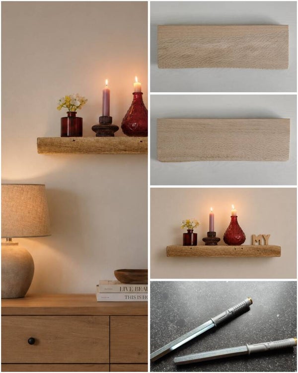 Wandplank EIKEN zwevend incl. montagepennen 47cm #280