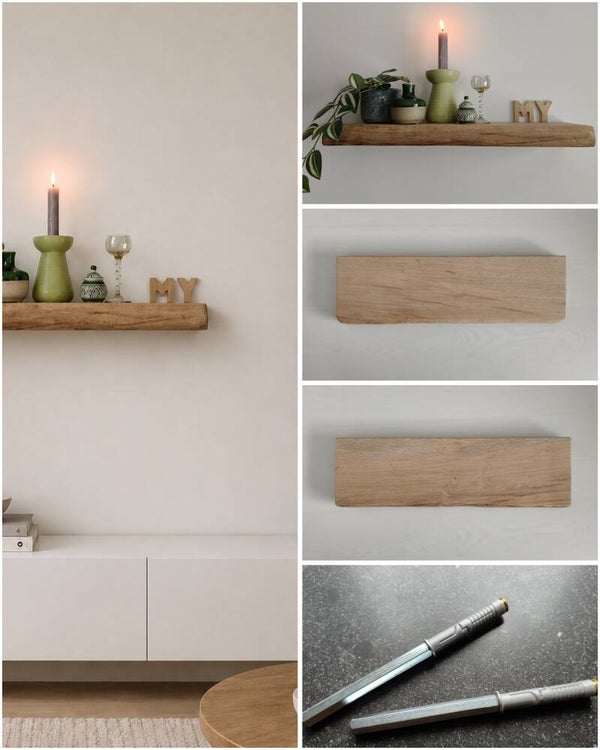 Wandplank EIKEN zwevend incl. montagepennen 50cm #281