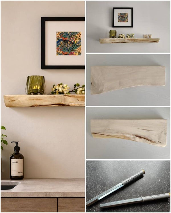 Wandplank KASTANJE zwevend incl. montagepennen 59cm #286
