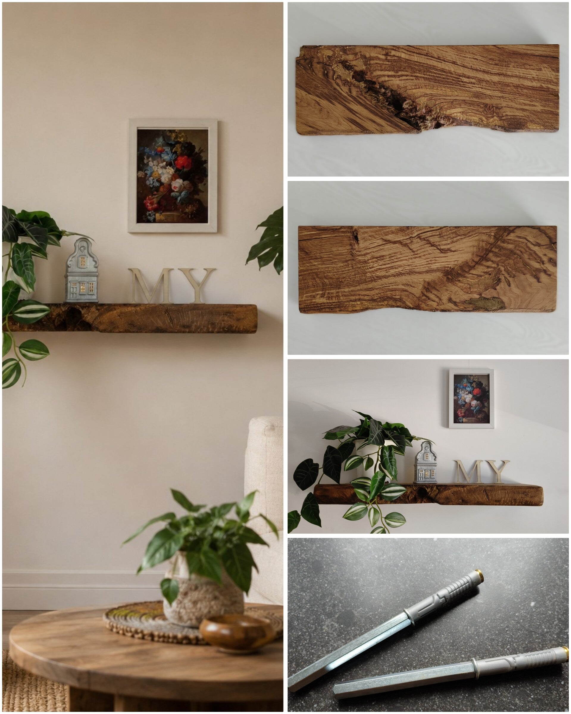 Wandplank EIKEN zwevend incl. montagepennen 58cm #287