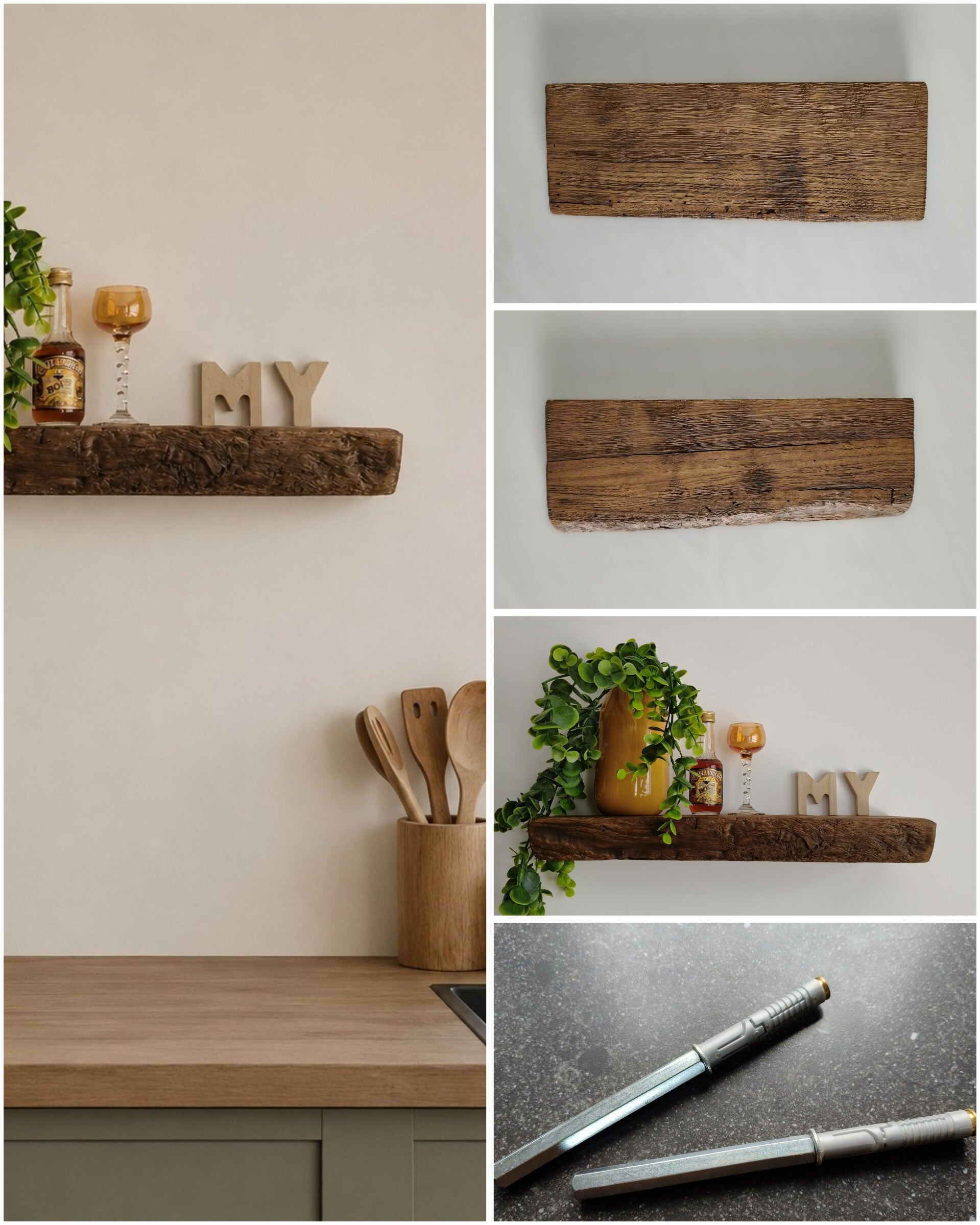 Wandplank EIKEN zwevend incl. montagepennen 37cm #288