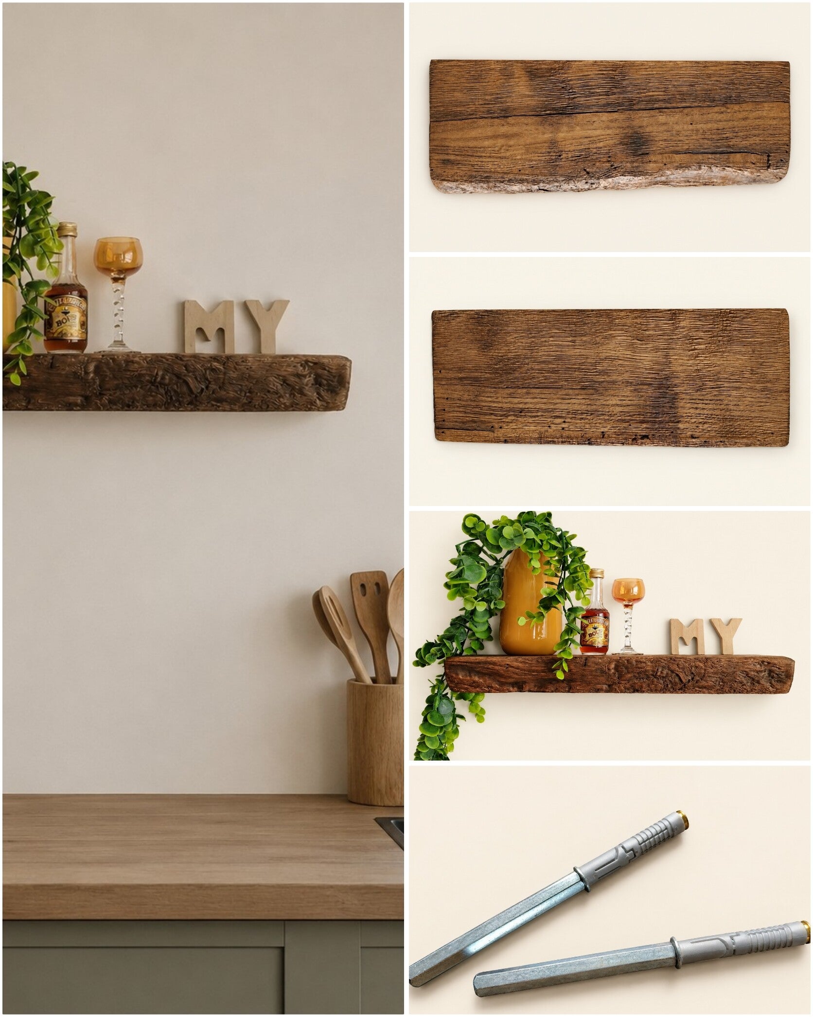 Wandplank EIKEN zwevend incl. montagepennen 37cm #288