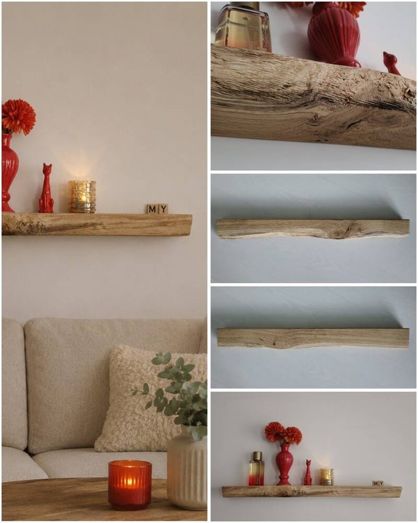 Wandplank EIKEN zwevend decoratief schap 63cm #293