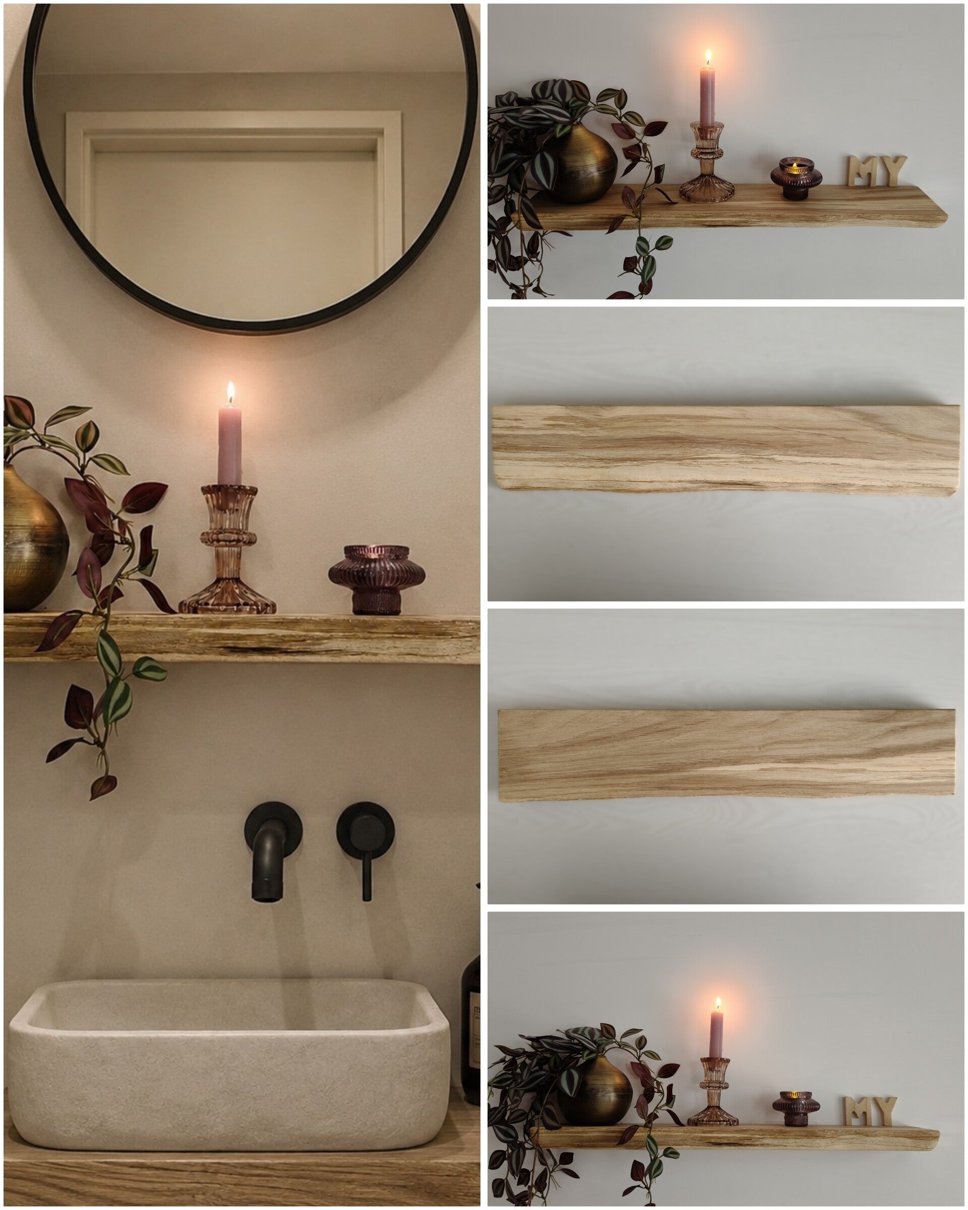 Wandplank EIKEN zwevend decoratief schap 60cm #297