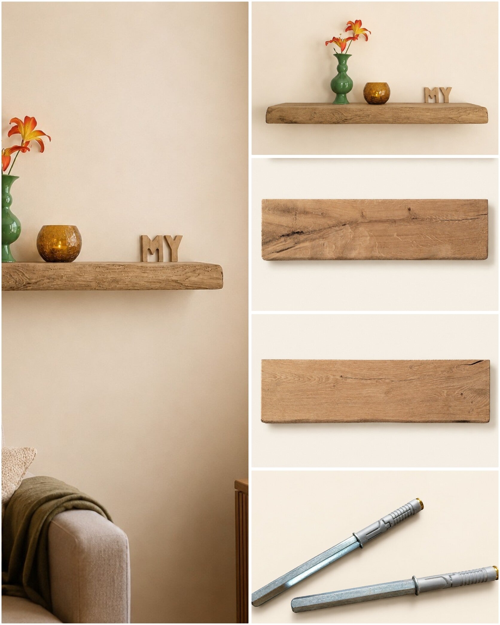 Wandplank EIKEN zwevend incl. montagepennen 61cm #302