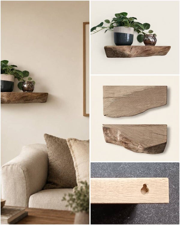 Wandplank EIKEN zwevend decoratief schap 31cm #303