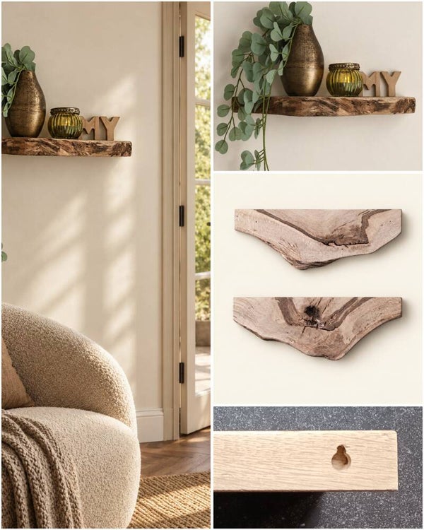 Wandplank EIKEN zwevend decoratief schap 34cm #306