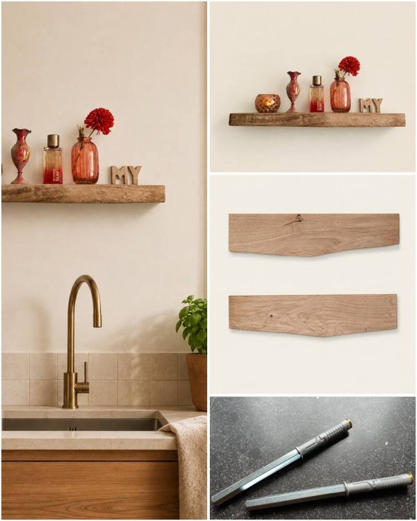 Wandplank EIKEN zwevend incl. montagepennen 55,5cm #308
