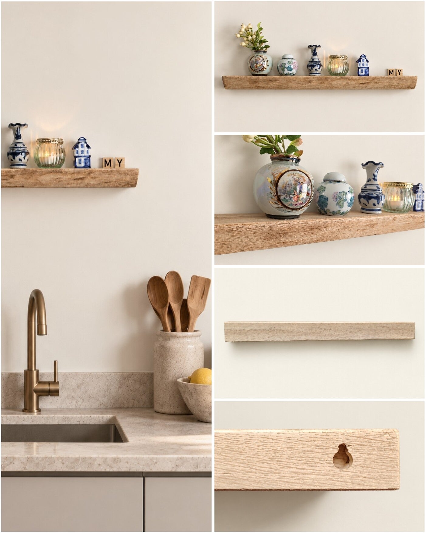 Wandplank EIKEN zwevend decoratief schap 60,5cm #315