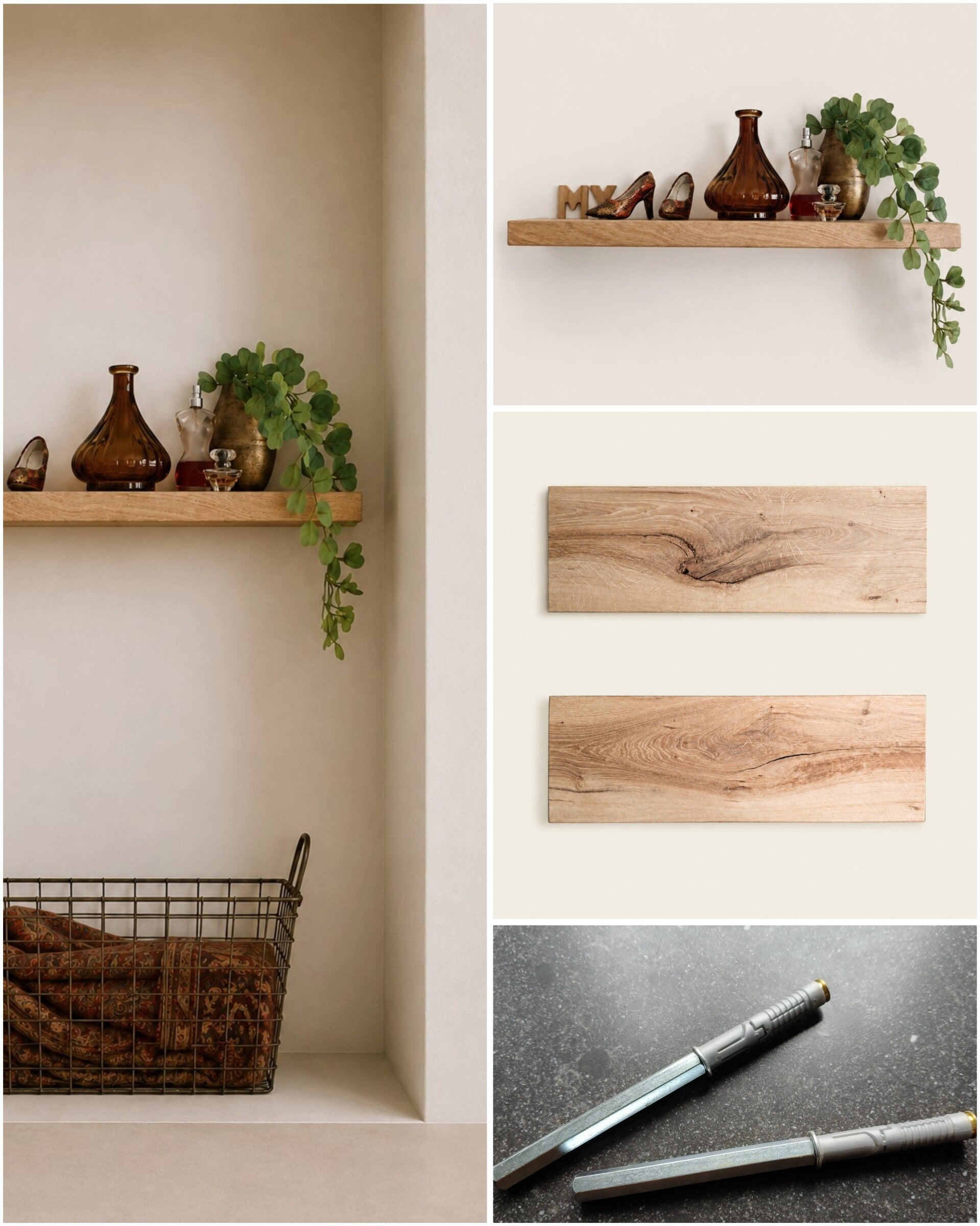 Wandplank EIKEN zwevend incl. montagepennen 56cm #319