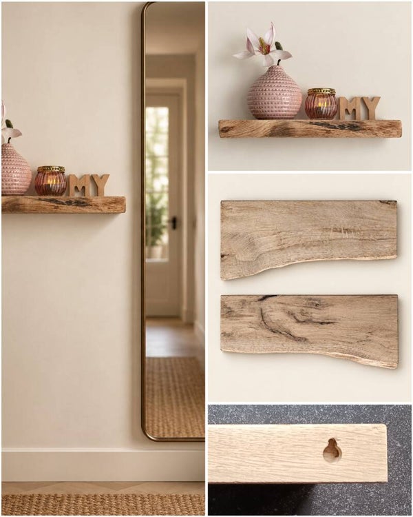 Wandplank EIKEN zwevend decoratief schap 32,5cm #324