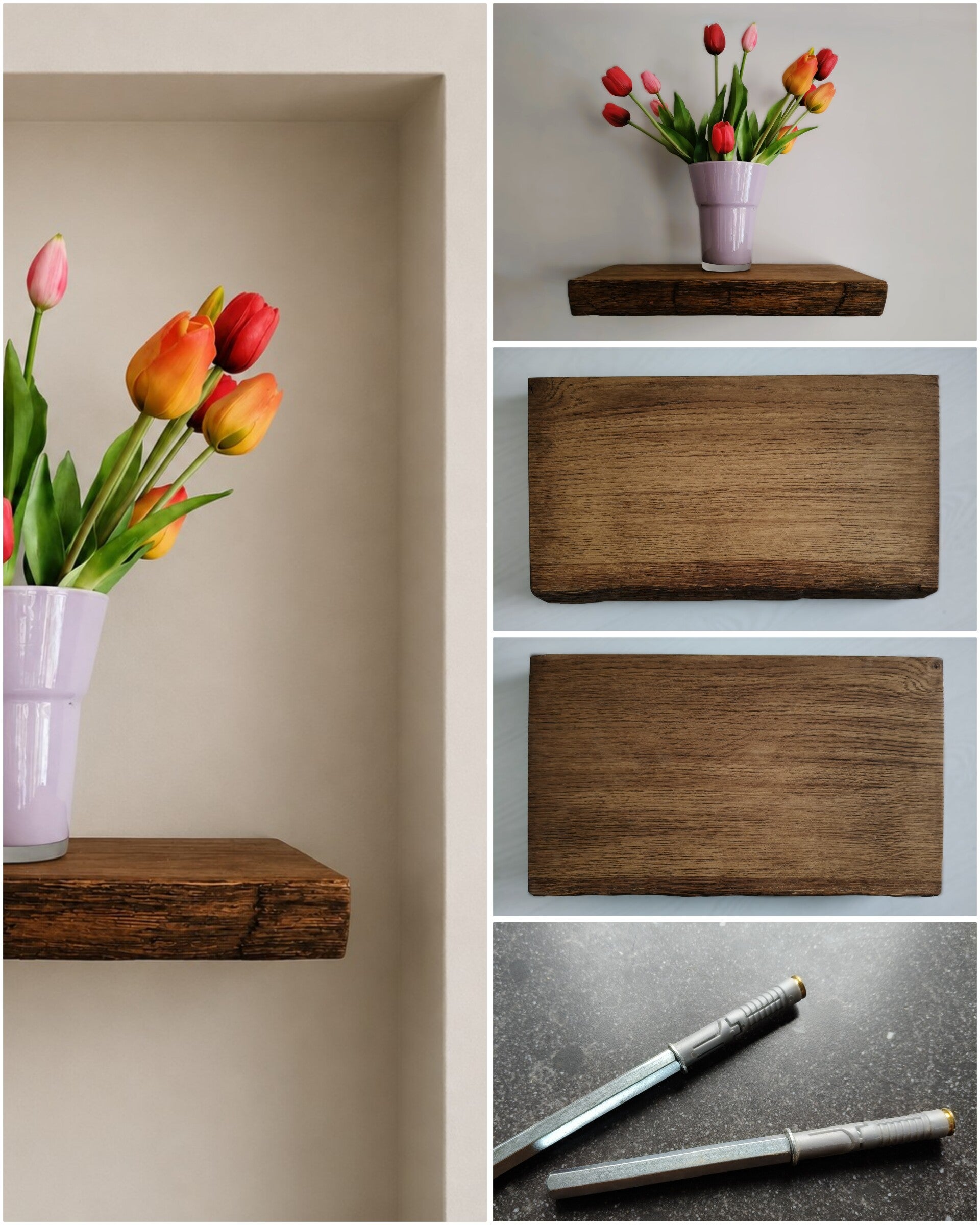 Wandplank EIKEN zwevend incl. montagepennen 44cm #150