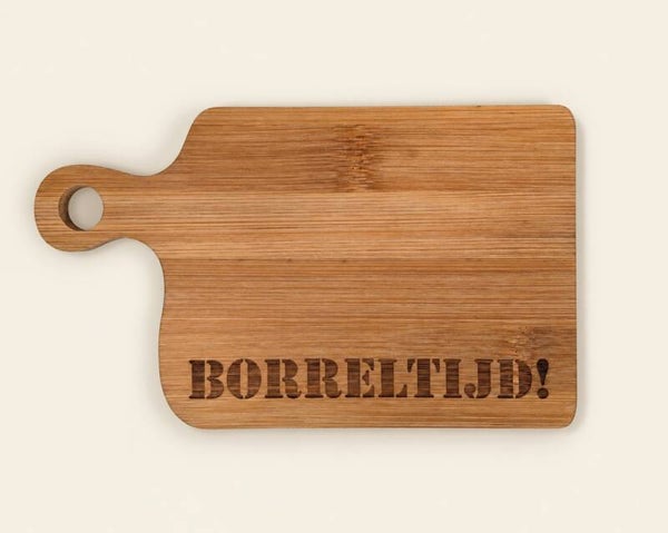 Borrelplankje bamboe 18x11cm BORRELTIJD!