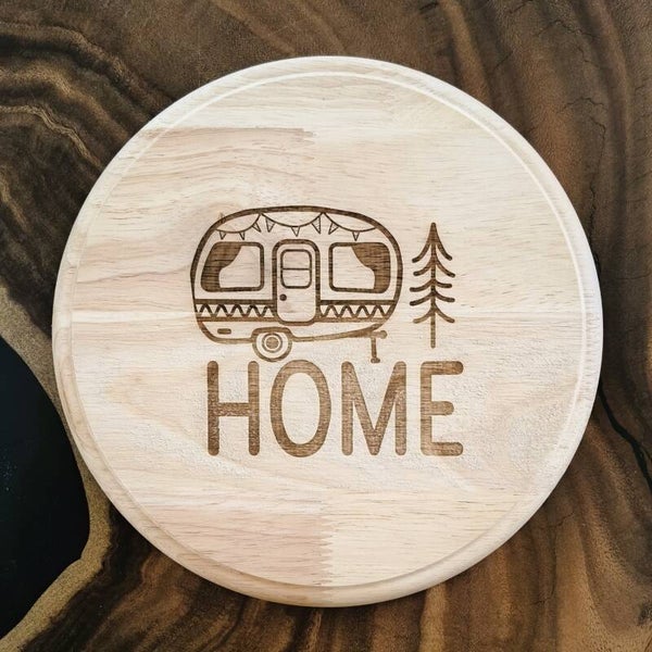 Borrelplank rond 23cm HOME - CARAVAN - CAMPING
