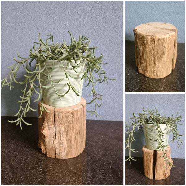 Mini houten blok - kleine zuil boomstammetje EIKEN 12cm hoog