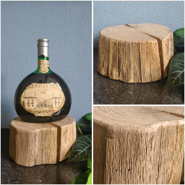 Mini houten blok - kleine zuil boomstammetje EIKEN 8,5cm hoog